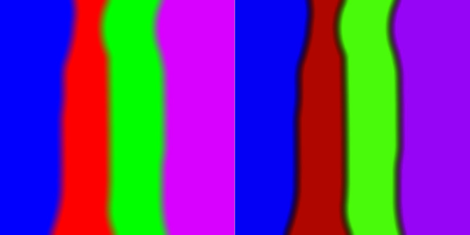 Left: Linear RGB blurring sRGB encoding; Right: sRGB encoding, then blurring