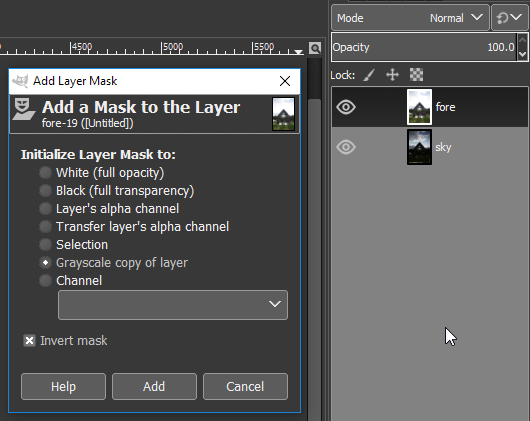 GIMP Add Layer Mask Dialog