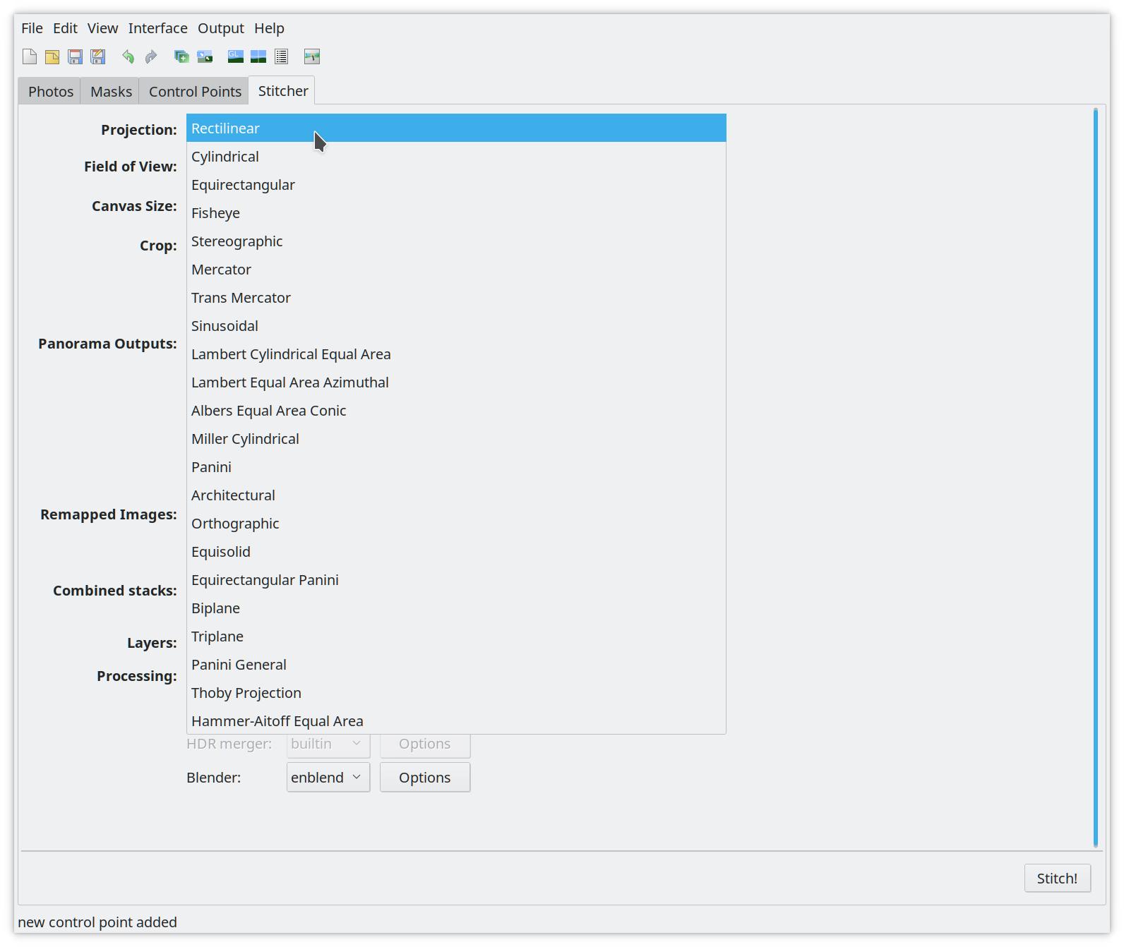 Selecting the projection