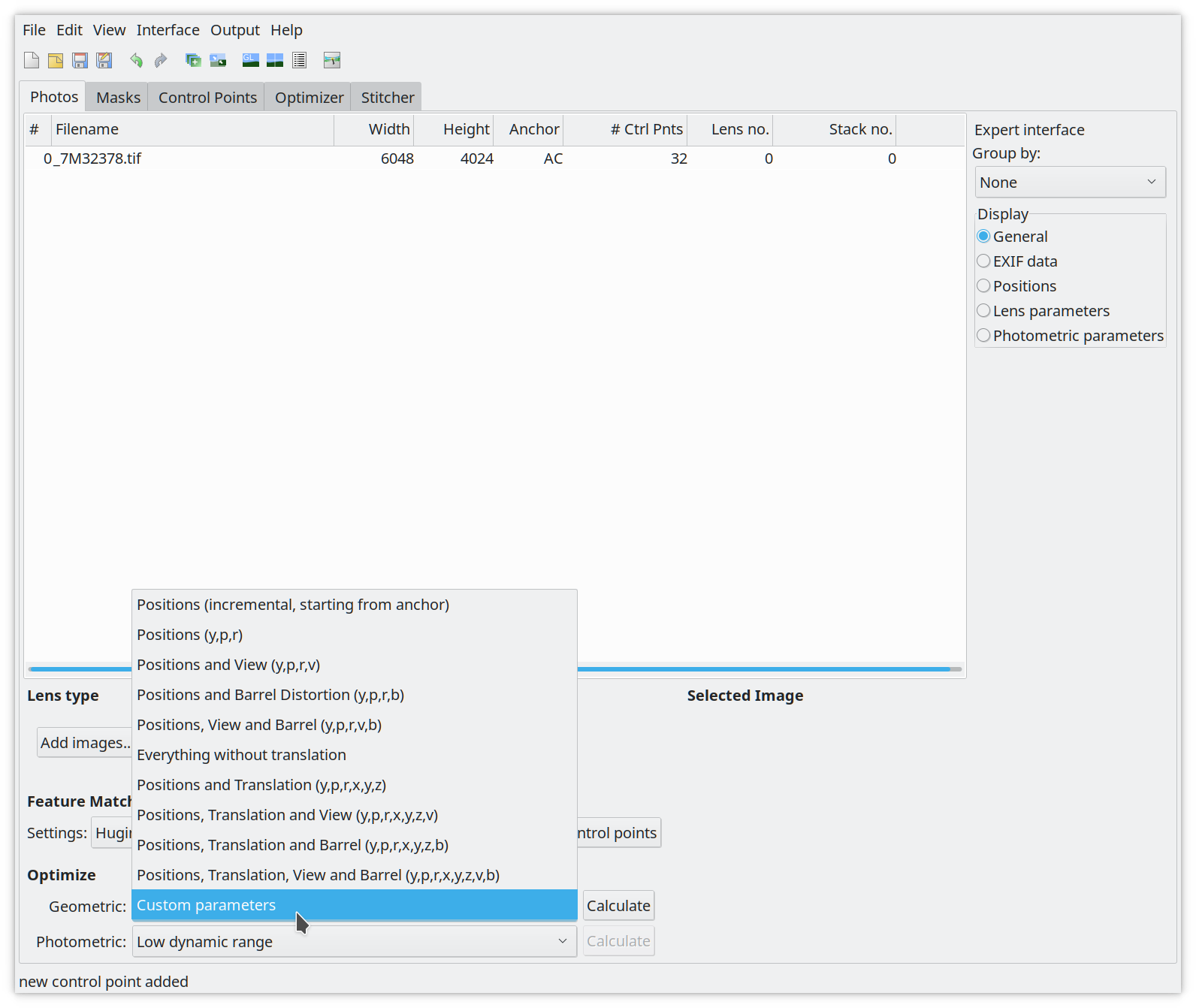 Optimizer tab